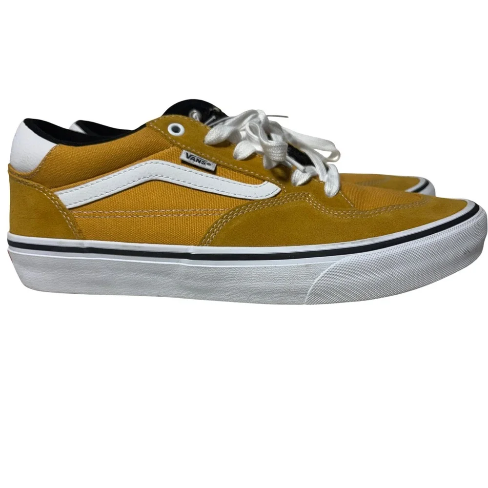 Vans Rowley Skateboarding Shoes Mens 11.5 Mustard Yellow Suede Canvas Sneakers